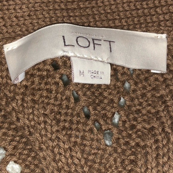 Loft Tan Cable Knit Cardigan Sweater - Picture 4 of 5